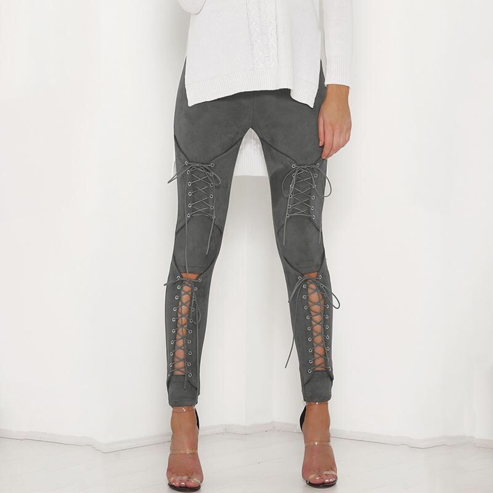 NEW! Suede Lace-up Pants - Picture 5 of 6